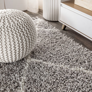 Gabrielle mercer Shag Plush Tassel Moroccan Geometric Trellis Area Rug